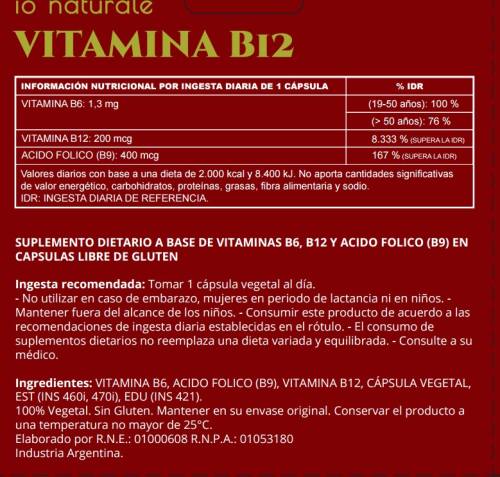 BLISTERA VITAMINA B12 B9 B3 100 CAPS